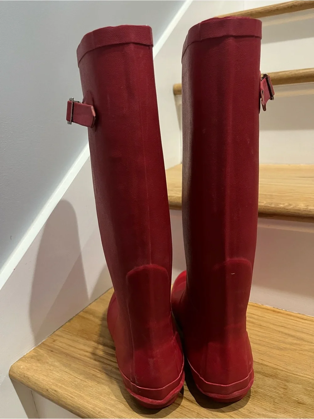 Women's Tall Red Waterproof Rain Boots - Sleek Pull-On Design